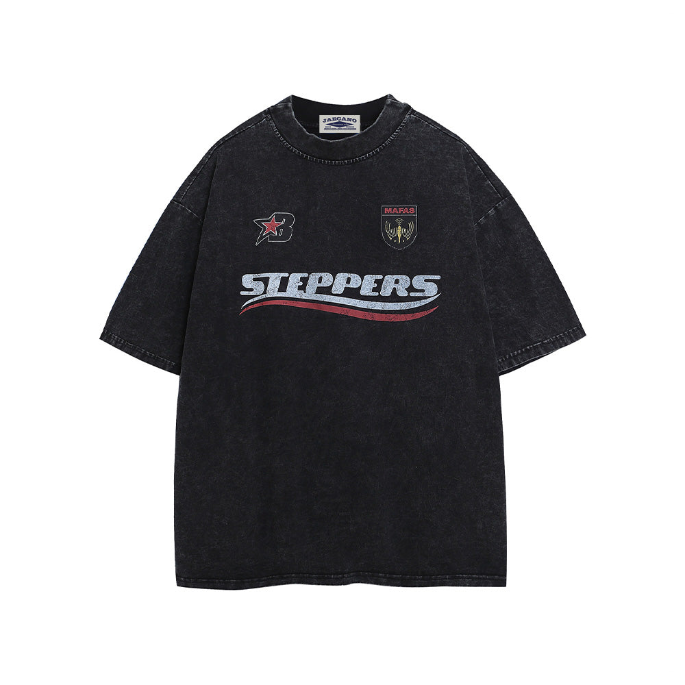 Lettering print crew neck short sleeves