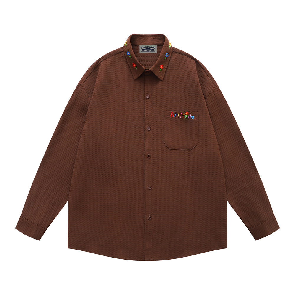 Simple embroidered long-sleeved shirt