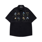 Floral embroidered short-sleeved shirt