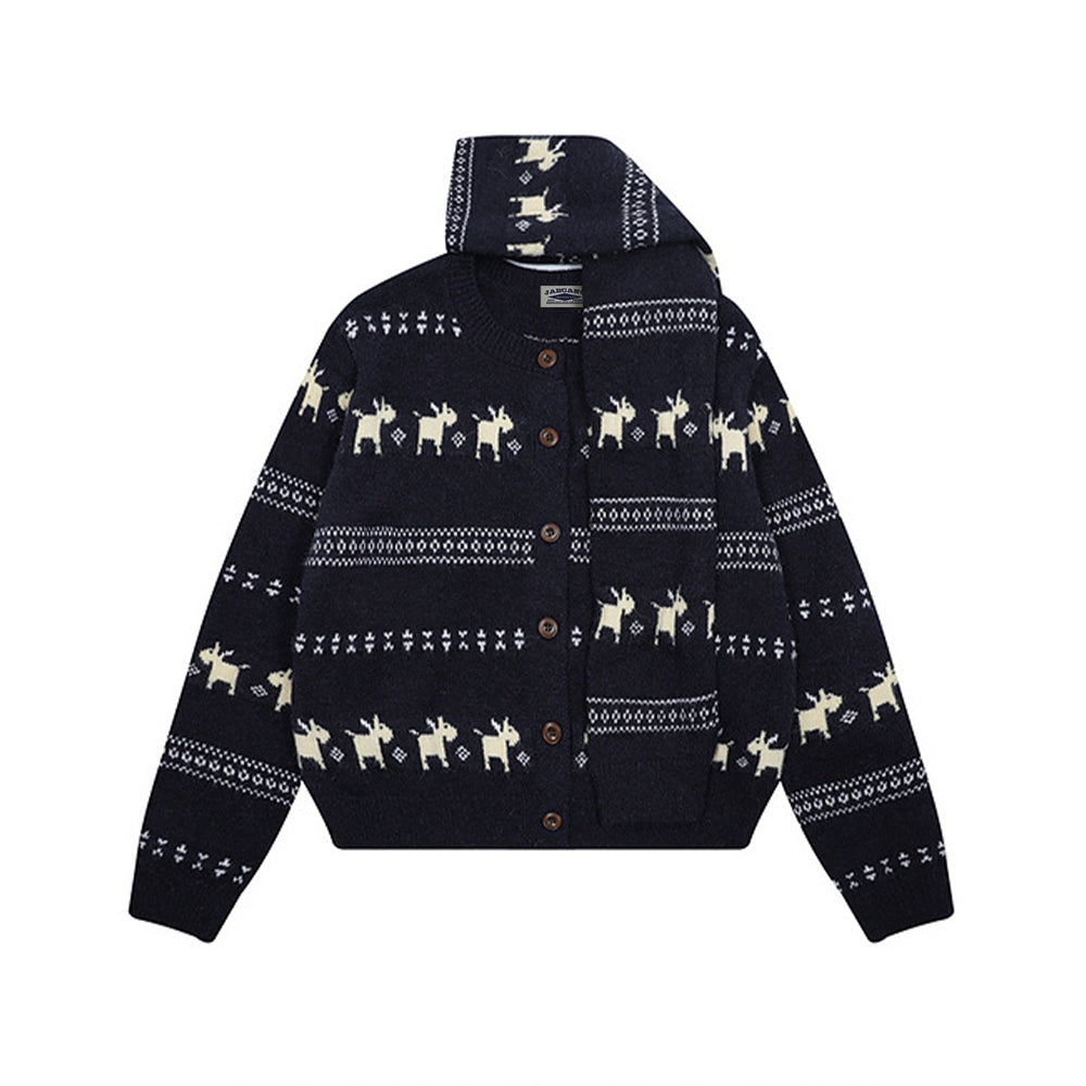 Striped knit cardigan with a relaxed feel (women's)