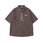 復古格紋短袖襯衫