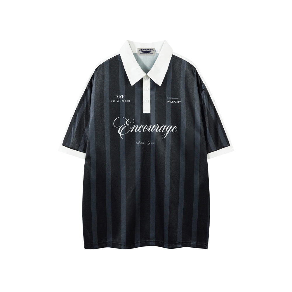 레트로 대비 스트라이프 반소매