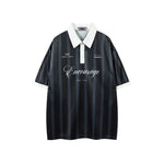 레트로 대비 스트라이프 반소매