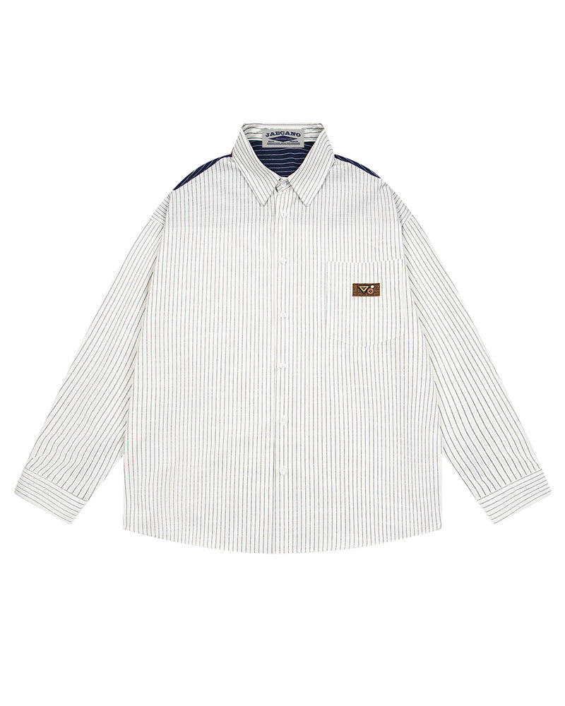 Color-blocked minimalist long-sleeved shirt