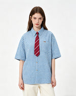 Casual plaid short-sleeved shirt