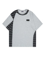 Irregular Color-Block Stripe Short-Sleeve Top