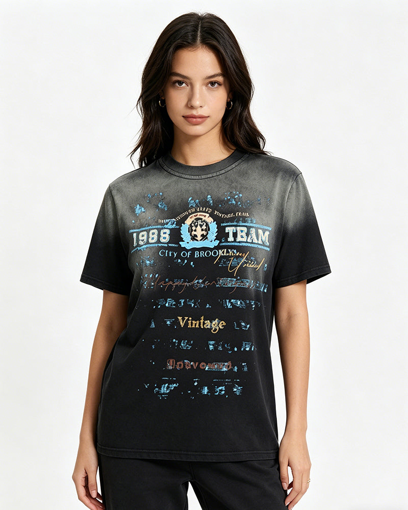 워싱 빈티지 반팔 티셔츠 (여성용)