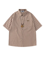 Vertical striped necklace short-sleeved shirt