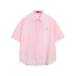 Solid color plaid short sleeve shirt