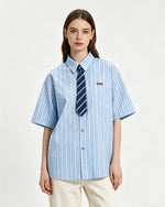 Simple striped short-sleeved shirt