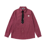 復古格子長袖襯衫