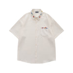 Embroidered plaid short-sleeved shirt