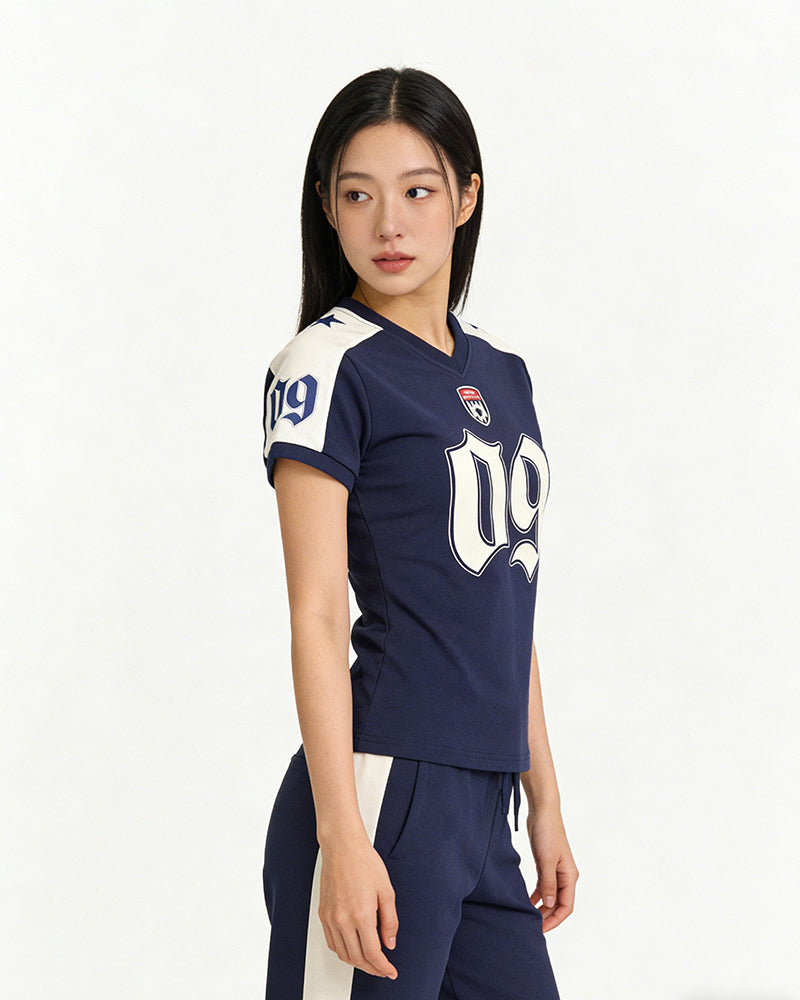 V-neck printed short sleeve