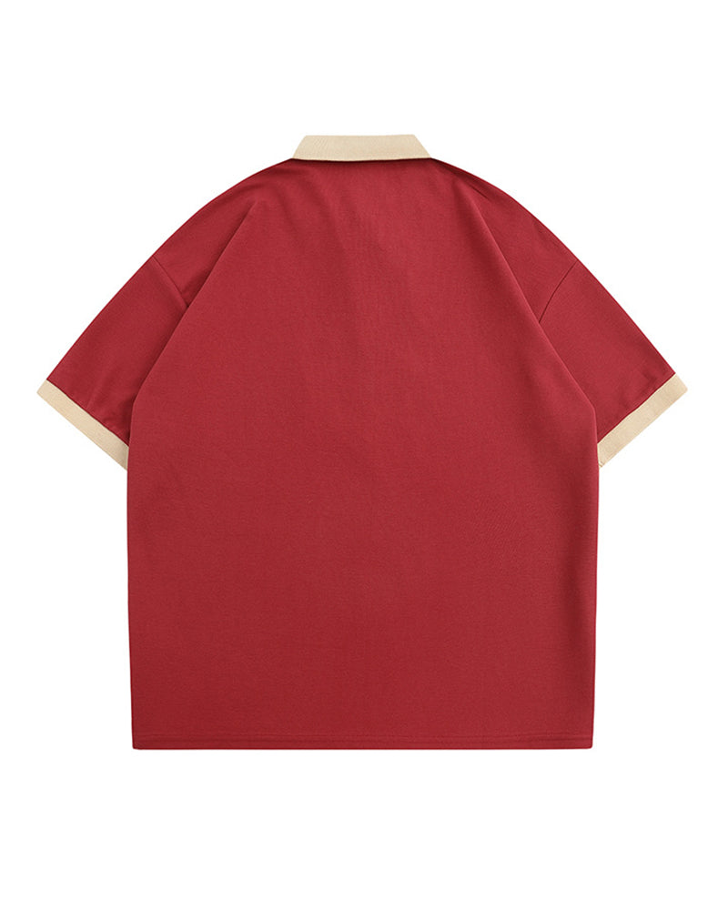 아메리칸 레트로 힙합 자수 문자 반팔