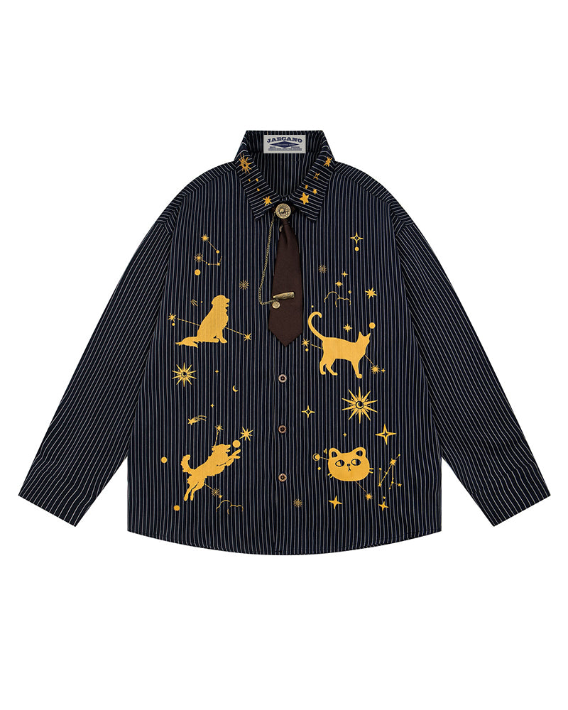 Starry Sky Cat and Dog Long-Sleeved Shirt