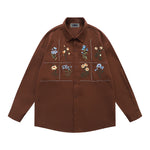 Floral embroidered long-sleeved shirt