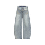 Loose-fitting washed denim jeans