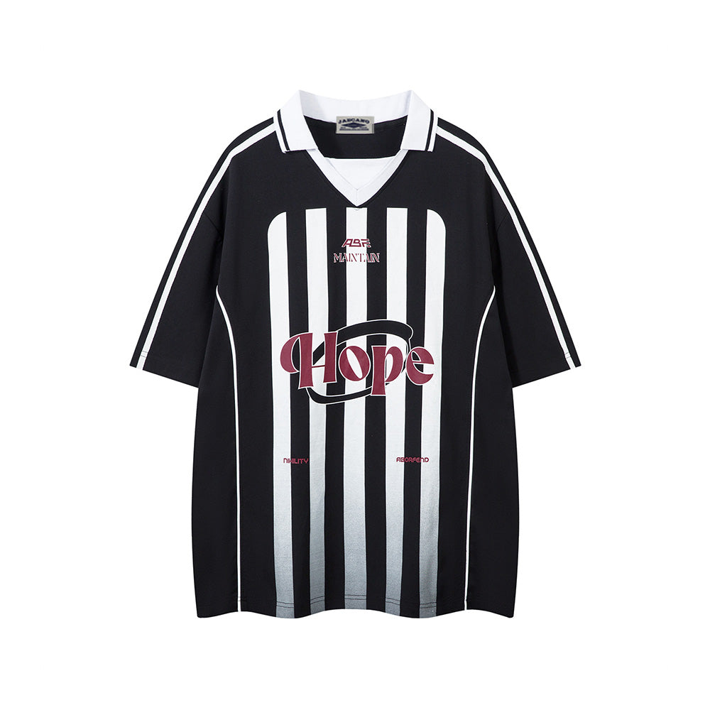 레트로 스트라이프 레터 반팔