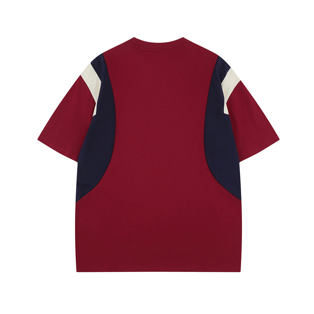 Contrast color embroidery short sleeves