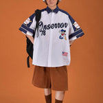 American retro vertical striped baseball shirt