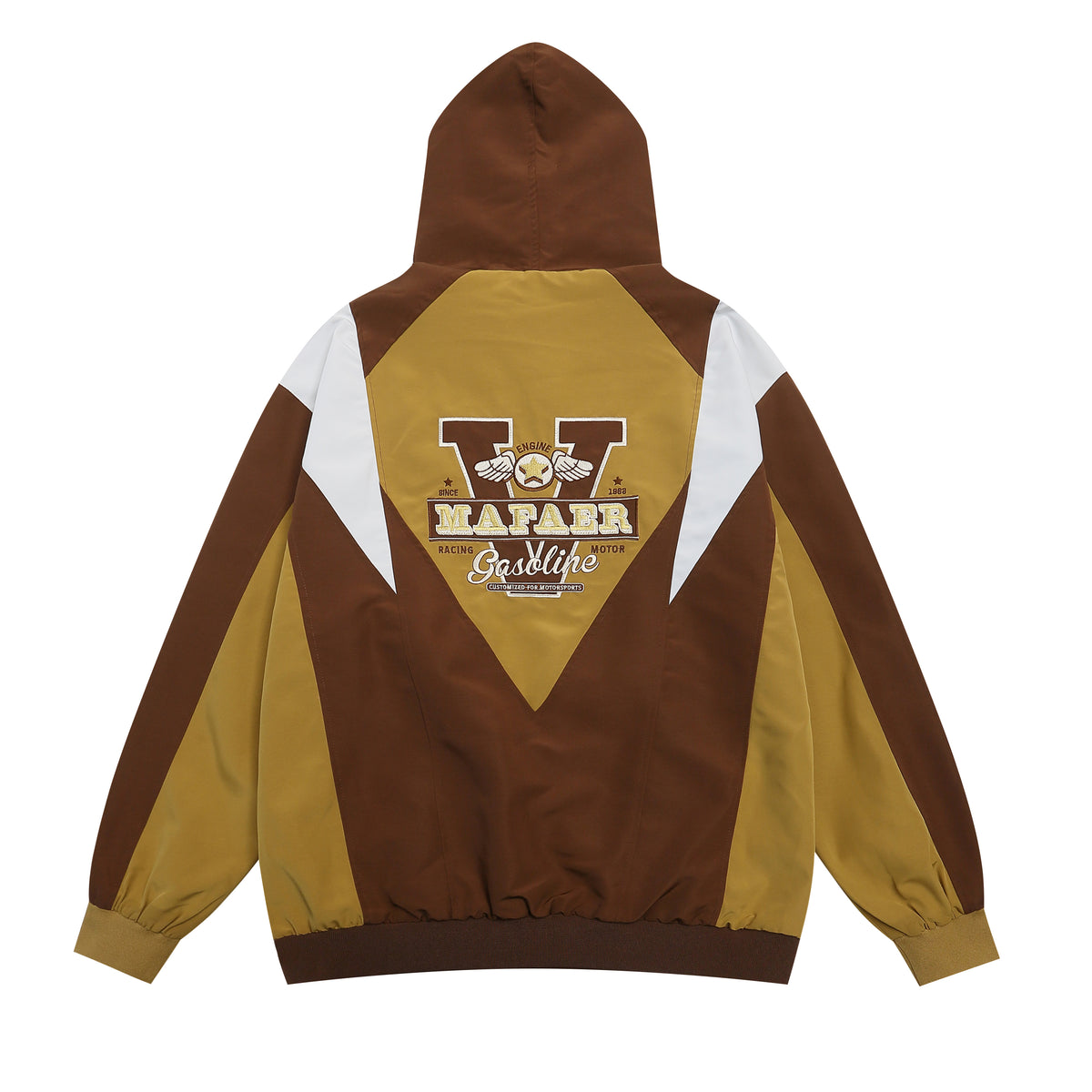 retro color block hooded jacket