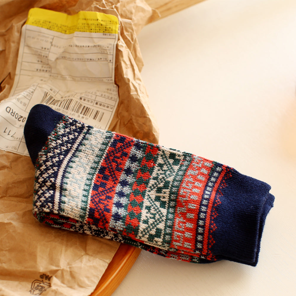 復古針織中筒襪