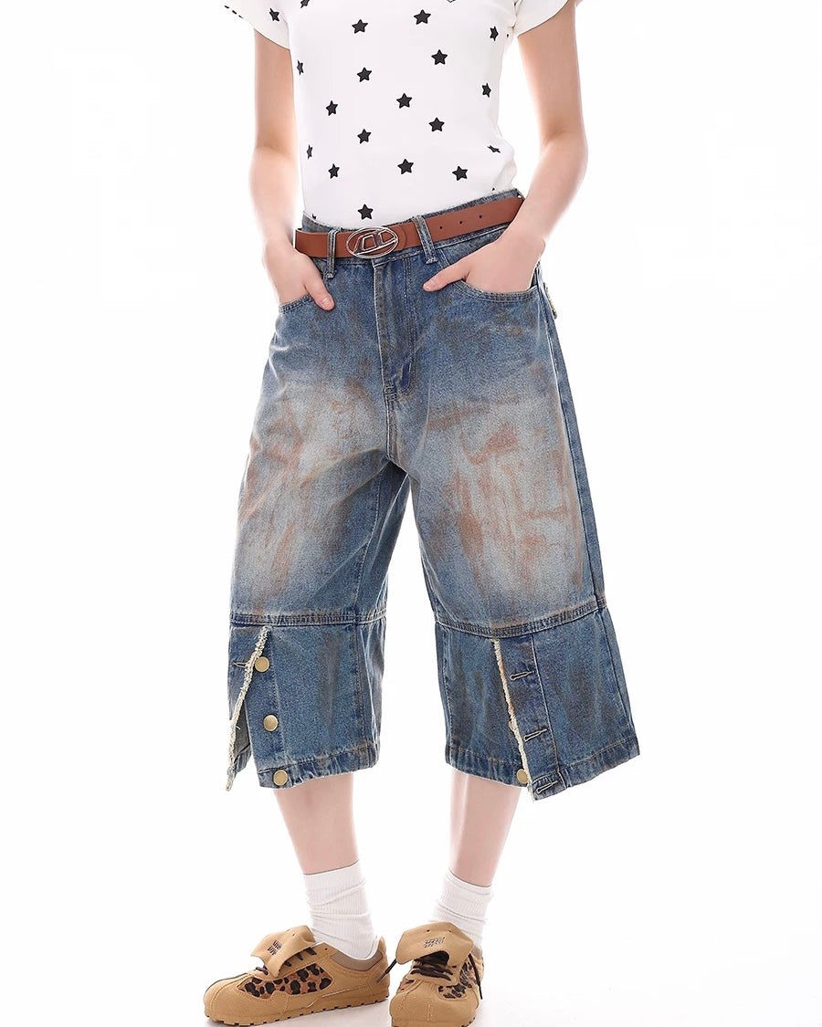 retro simple denim shorts