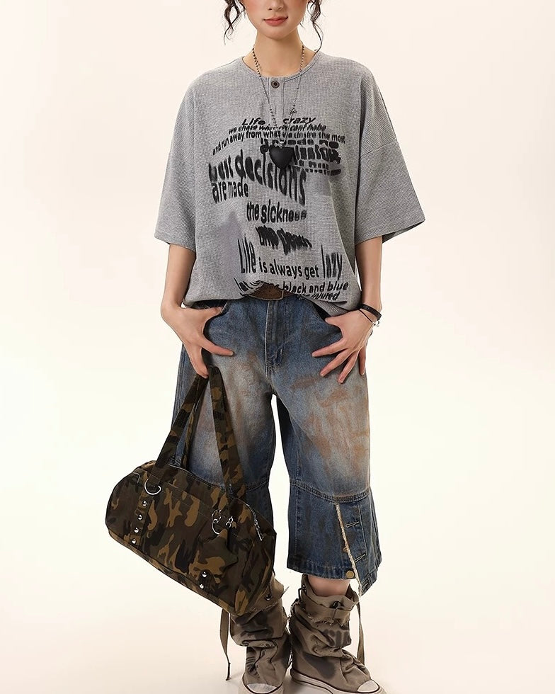 Retro loose casual short sleeves