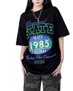 레트로 레터 프린트 반소매