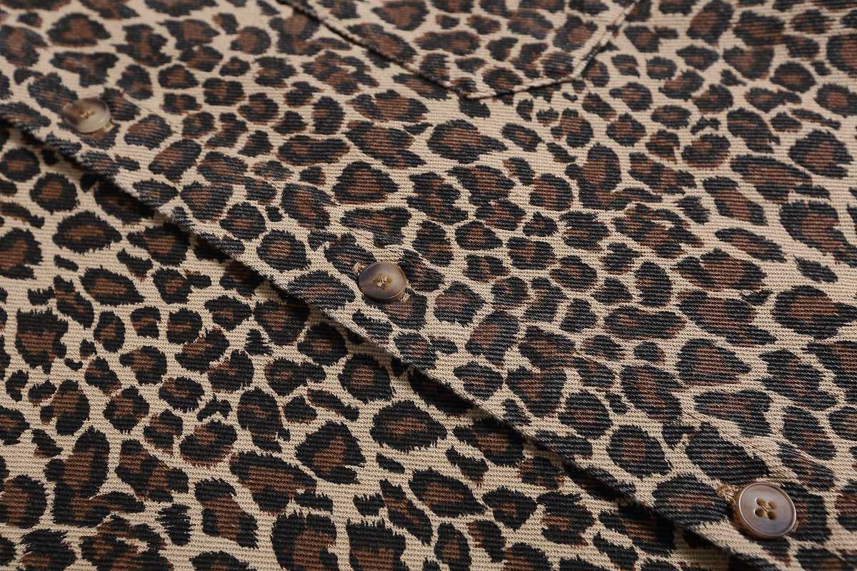 American retro leopard print short-sleeved shirt