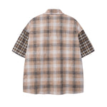 Retro colorblock plaid short-sleeved shirt