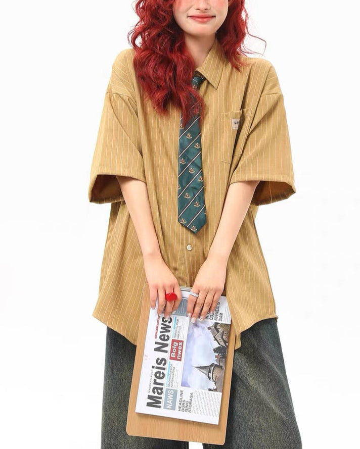 Striped short-sleeved shirt