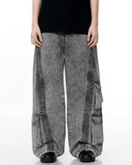 水洗做舊重工牛仔褲