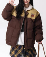 Retro contrast color embroidered cotton jacket