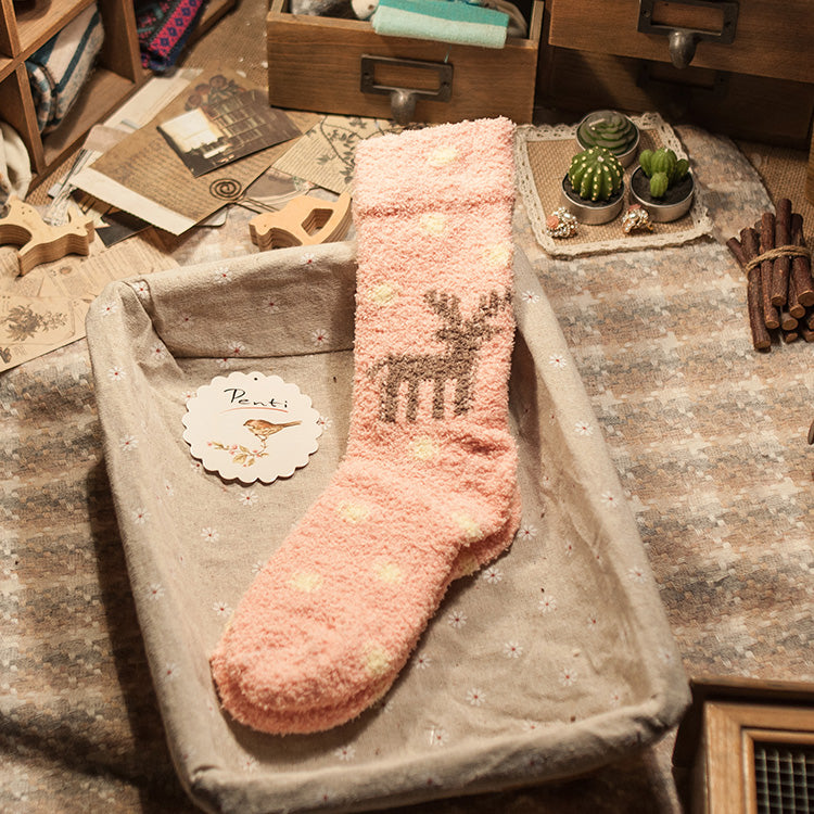 레트로 편안한 두꺼운 수면 양말