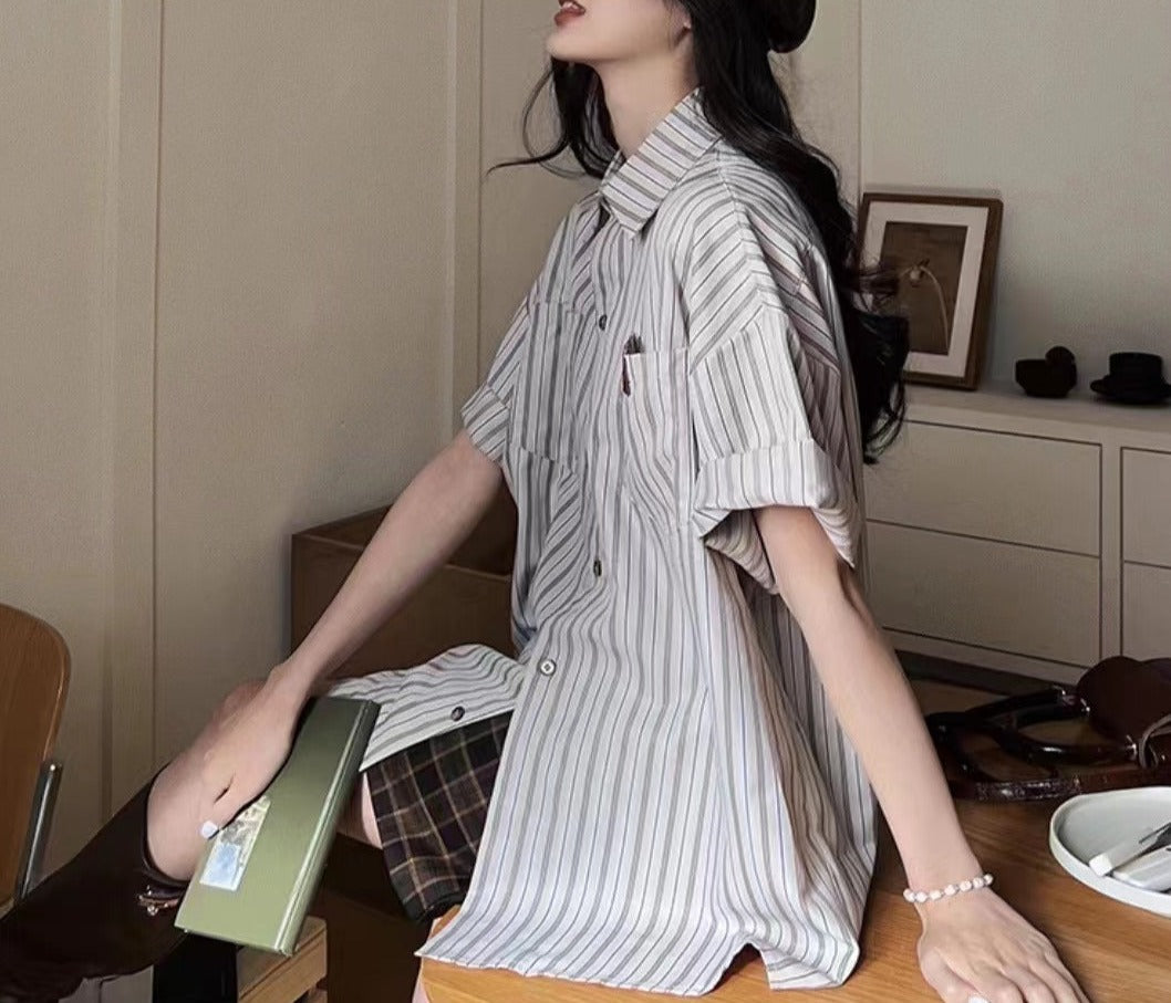 American simple striped shirt