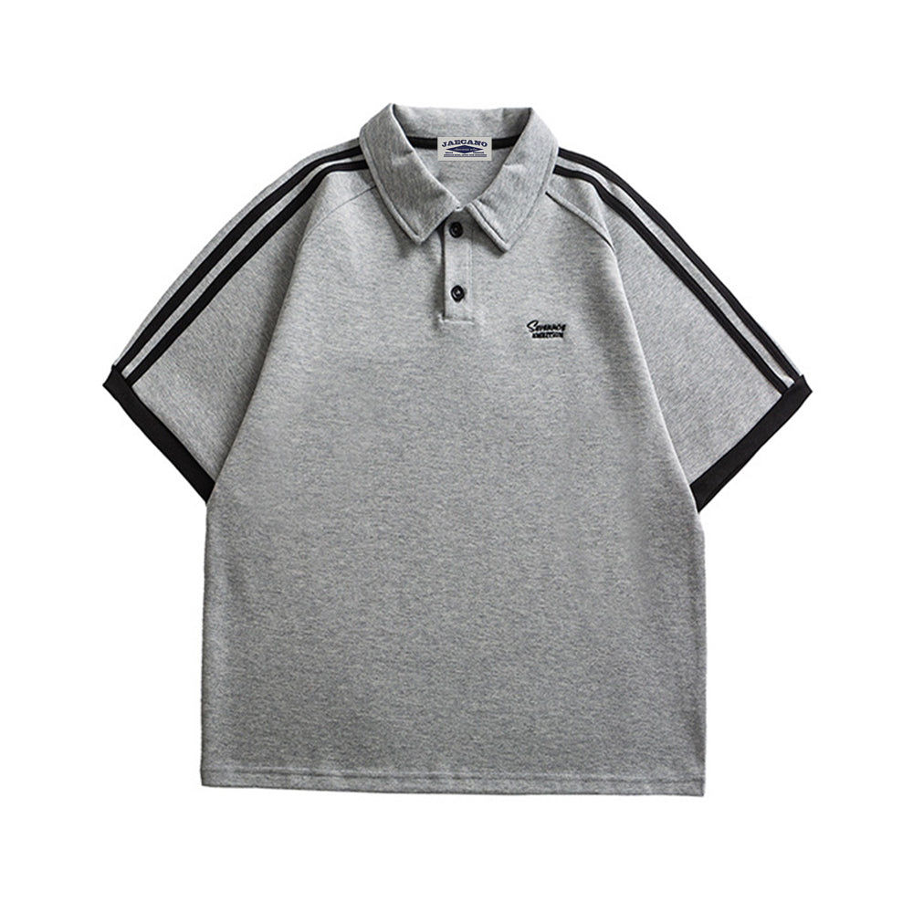 Stripe embroidered polo short sleeves