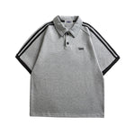 Stripe embroidered polo short sleeves