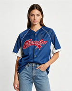 Retro color-blocked sports short-sleeved shirt