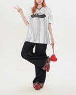 Tie-dye embroidered short sleeves