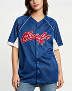 Retro color-blocked sports short-sleeved shirt