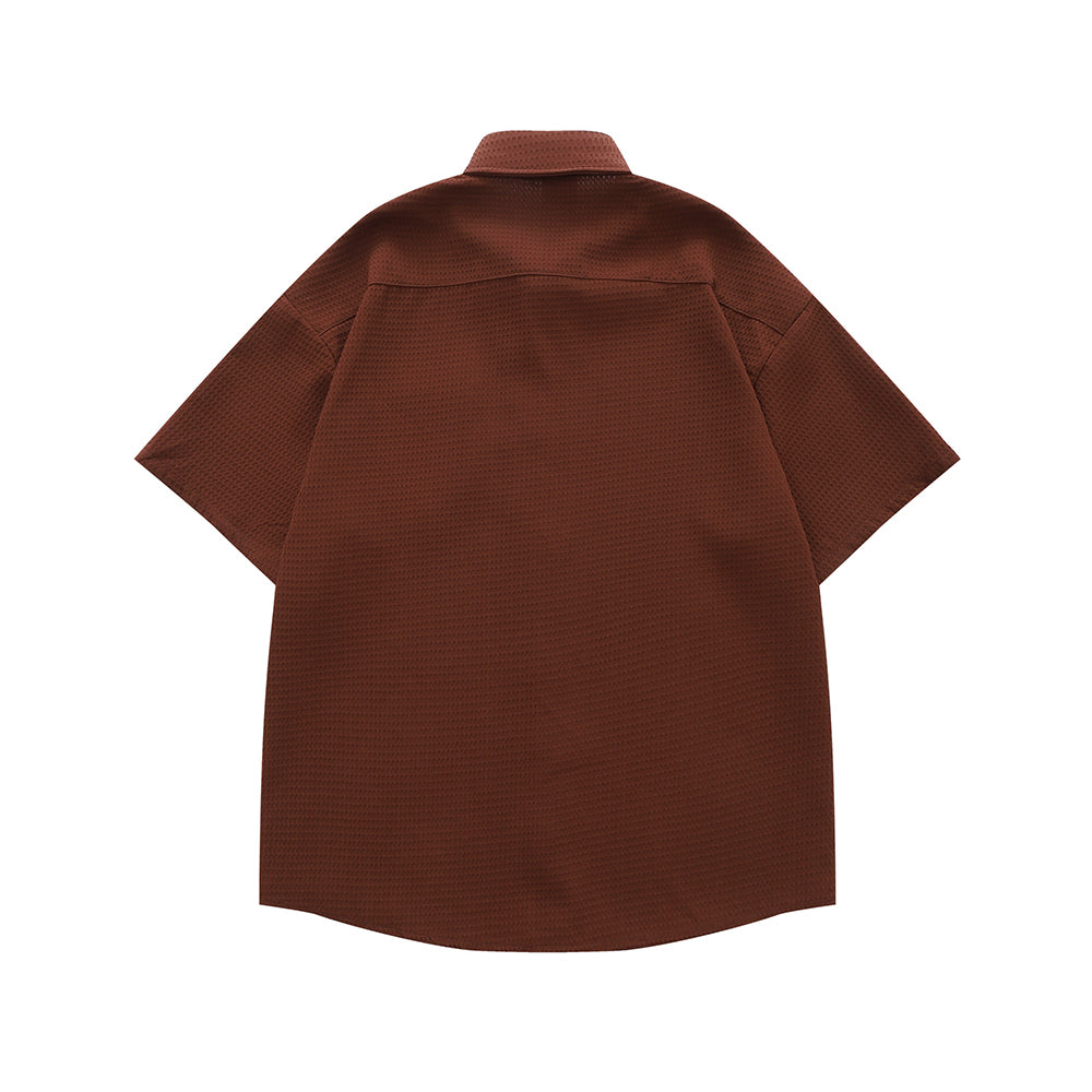 Embroidered plaid short-sleeved shirt