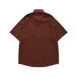 Embroidered plaid short-sleeved shirt