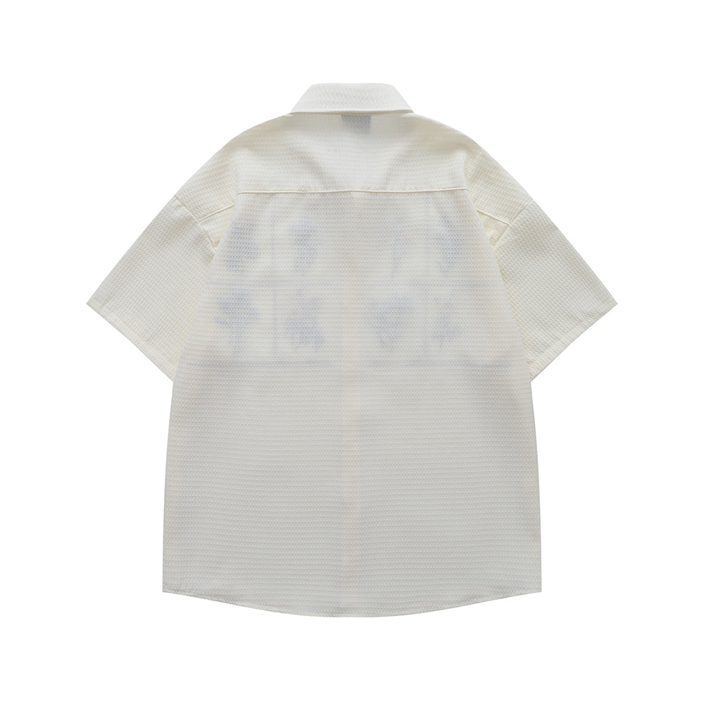 Floral embroidered short-sleeved shirt