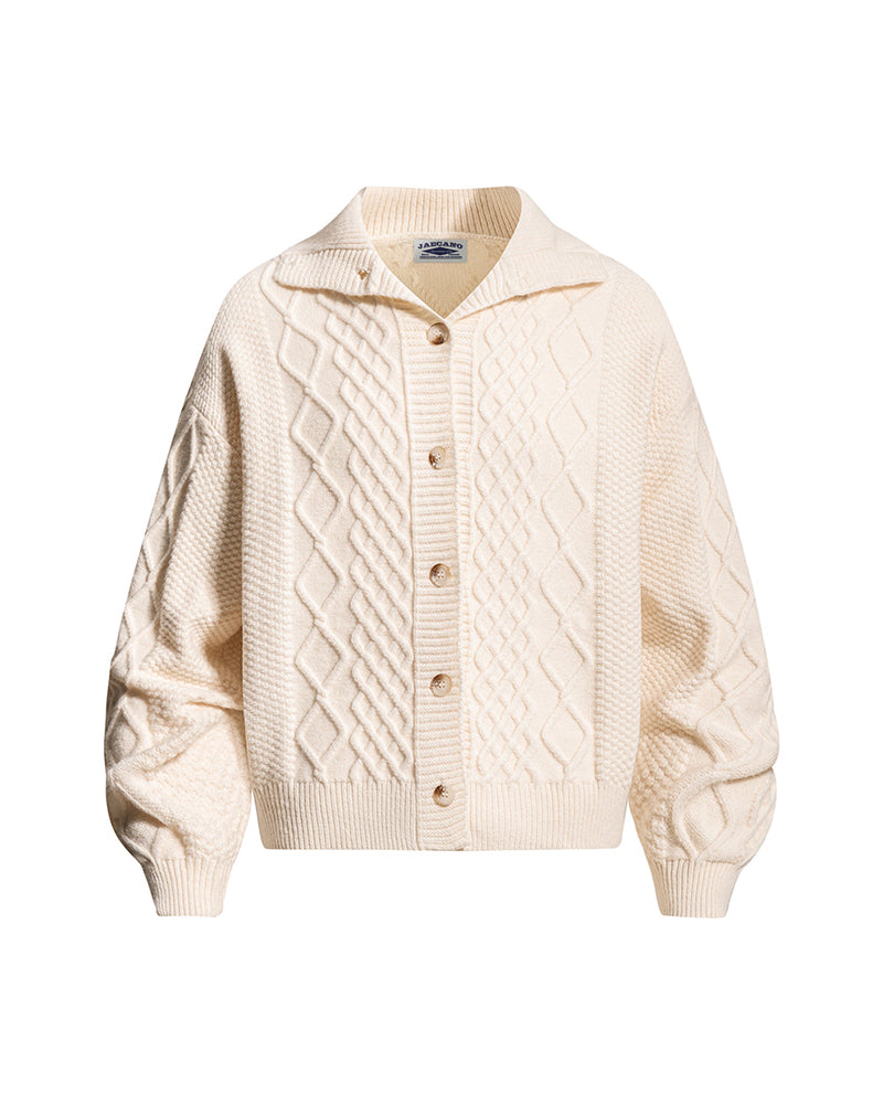 Retro diamond pattern sweater coat