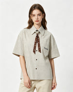 Retro plaid short-sleeved shirt
