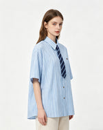 Simple striped short-sleeved shirt