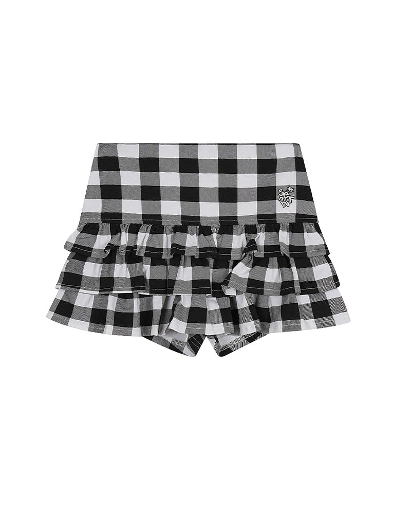 Multi-layered patchwork short skirt