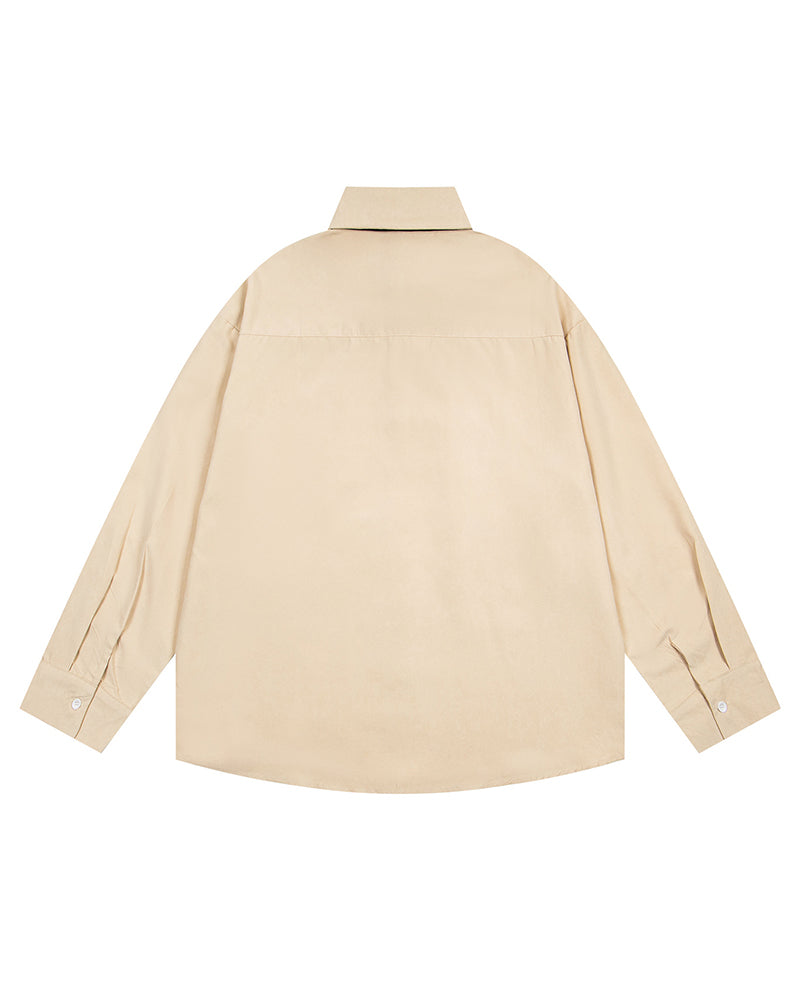 Casual Embroidered Long-Sleeved Shirt