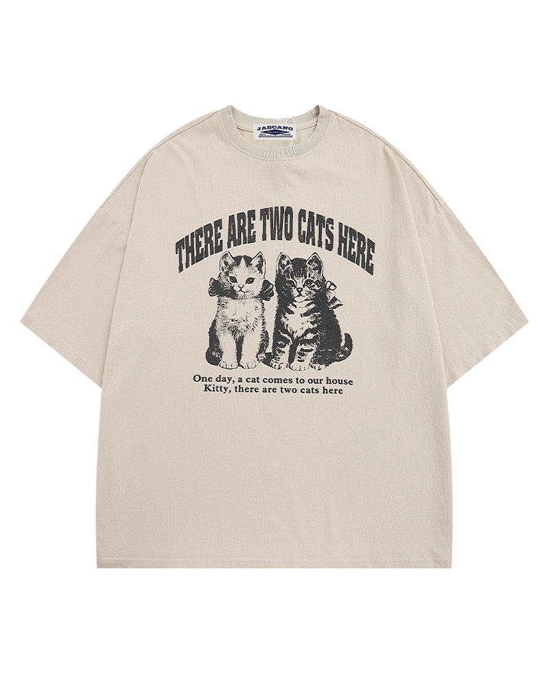 美式卡通小貓咪短袖